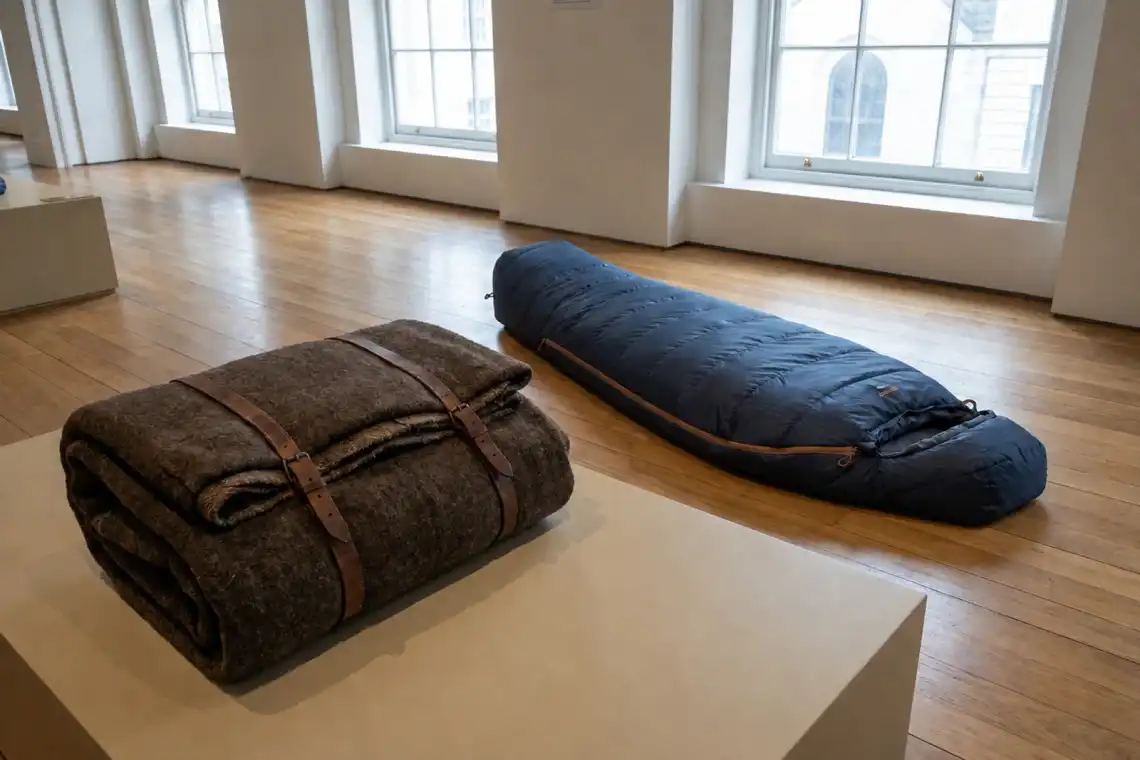 Yünlü sarma tipi eski uyku ekipmanı ile modern mumya tipi uyku tulumunun karşılaştırılması